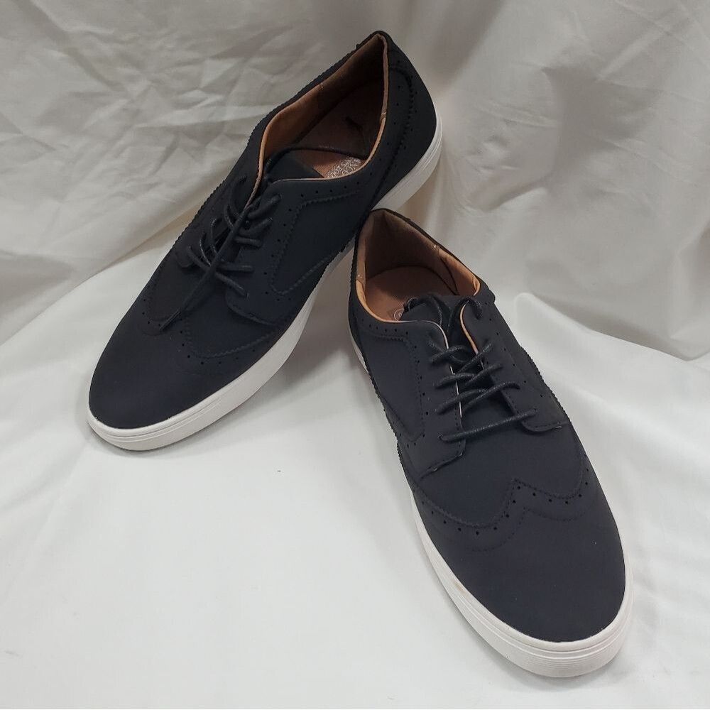 Franco Vanucci Black Suede Wingtip Oxford Shoes Lace Up Casual Dress Sneaker